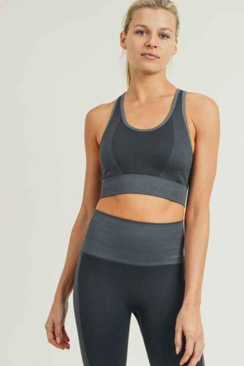 Chevron Track Seamless Hybrid Racerback Sports Bra