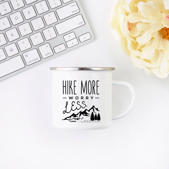 Hiking Gift for Hiker Enamel Mug Wanderlust